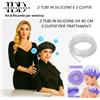 Kit 2 Tubi in Silicone + 2 Cuffie, Trattamenti Caduta Capelli e Cute