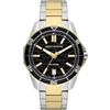 Armani Exchange Orologio per uomo, Movimento al quarzo con data a tre lancette e cassa da 44 mm con cinturino in acciaio o silicone, Tono argento e tono oro