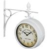 Relaxdays Orologio da Parete Bifacciale, in Stile Stazione Ferroviaria, a Batterie, Vintage, 34 x 35 x 10 cm, Bianco, Ferro