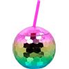 Boland - Bicchiere Discoball 550 ml con cannuccia, bicchiere per feste o feste in giardino, bicchiere per feste con cannuccia, bicchiere di plastica, servizio per feste
