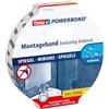 tesa Nastro Biadesivo di Montaggio Powerbond MIRROR - 5 m x 19 mm | Nastro Biadesivo di Montaggio per il Fissaggio di Specchi senza Forature - Resistente all'Umidità, per Bagno e Doccia