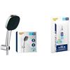 GROHE Vitalio Comfort 110 & QuickGlue S - Set doccia (doccia quadrata 11 cm, 2 getti, flessibile da 1,75 m, supporto a parete, risparmio idrico, extra facile da montare), Cromo, 26399001