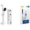 GROHE Vitalio Comfort 110 & QuickGlue S - Set doccia (doccetta quadrata 11 cm 2 getti, flessibile 1,75 m, asta 60 cm, risparmio idrico), facile da montare, cromo, 26398001