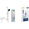 GROHE Precision Get & QuickGlue S - Set doccia termostatico (doccia tonda 11 cm 1 getto, flessibile 1,75 m, asta doccia 60 cm, risparmio idrico, viti e tasselli), cromo, 34856000