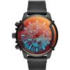 Diesel Orologio Griffed da uomo, movimento cronografo al quarzo, cassa in acciaio inossidabile nero da 46 mm con cinturino in pelle, DZ4519