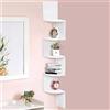 BAKAJI Libreria Scaffale Mensole da Parete Angolare Design Moderno in Melamina Effetto Legno con 5 Ripiani ad Angolo Dimensioni 123 x 20 cm (Bianco)