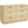 HOMCOM Cassettiera Camera da Letto a 6 Cassetti in Rattan, Comò Moderna con Maniglie, Mobiletto Cassettiera per Ingresso, Soggiorno, Cameretta e Corridoio in Legno, 110x40x69 cm, Rovere