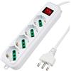 Extrastar Multipresa Ciabatta Elettrica con 4 Prese Universali ITA 10/16A e Schuko, Interruttore Luminoso, Cavo 1,5 m con Spina Italiana 16A, Bianco, bipasso.