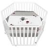 roba Box Esagonale per Bambini e Neonati Adam & Eule - Griglia di Gioco Sicura Inclusa - Cuscinetti di Protezione e Ruote - Legno Laccato Bianco