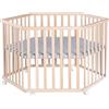 roba Box per Bambini Cosiplay + Materassino roba Style Grigio, Esagonale, Ruote con Freni, Base Regolabile in Altezza su 4 Livelli, Legno Bio Naturale