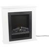 Classic Fire Lugano Camineo Elettrico - Caminetto Elettrico con Riscaldamento, Pannello di Controllo e Timer - Stufa Elettrica con Fiamme LED - 1800W - Libera Installazione - Bianco