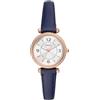 Fossil Orologio Carlie da donna, Movimento al quarzo a tre lancette con cinturino in pelle, Oro Rosa E Blu