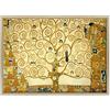 ConKrea Quadro su Tela Canvas INTELAIATO - con Cornice - L'Albero della Vita - Gustav Klimt - Cultura Arte - Art Nouveau Stile Liberty - 50x70cm - Stile Moderno Legno Naturale - (cod.199)