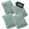 Schöner Wohnen Kollektion SCHÖNER WOHNEN Set di 4 guanti da bagno in spugna - Verde - 16x21cm - Lavette Viso - salviette in 100% cotone - molto assorbente - Oeko-Tex - 500g/m2 - Hotel e B&B - qualità di lusso