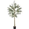 HOMCOM Pianta Artificiale di Olivo Alta 150 cm, Albero Finto da Interno con 720 Foglie e 32 Olive, Vaso Incluso, Alberello Decorativo per Salotto, Ufficio e Ingresso