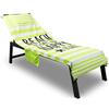 BIANCHERIAWEB Telo Mare Happy Place 75x190 cm Lettino Spiaggia Con Cuscino E Tasche Verde