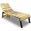 BIANCHERIAWEB Telo Mare Happy Place 75x190 cm Lettino Spiaggia Con Cuscino E Tasche Arancio