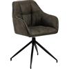 AC Design Furniture Belinda Sedia Da Pranzo Carver, A: 84,5 x L: 59 x P: 54,5 cm, Verde Oliva, Tessuto/Metallo, 1 pz