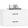 FANTASK Cassettiera con 2 cassetti, 60 x 34 x 38 cm, cassettiera impilabile in legno, cassettiera per soggiorno, ufficio, camera da letto (bianco)