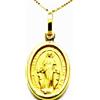 PEGASO GIOIELLI - Collana da Donna in Oro Giallo 18kt (750) Catenina Veneta Pendente Medaglia Madonna di Lourdes Miracolosa