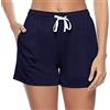 Sykooria Pantaloncini Donna Estivi Pantaloncini Corti Donna Sportivi Cotone Shorts Pigiama Donna Pantaloni Corti Morbido per Dormire Casual Jogging A-Blu L