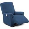 textil-home Textilhome Copripoltrona Relax Reclinabile TEIDE 1 Posto - Fodera Elasticizzata, Copridivano Poltrona Protettiva Antigraffio Anti-Animali - Colore Blu (70-100 cm)
