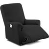 textil-home Textilhome Copripoltrona Relax Reclinabile TEIDE 1 Posto - Fodera Elasticizzata, Copridivano Poltrona Protettiva Antigraffio Anti-Animali - Colore Nero (70-100 cm)