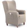 textil-home Textilhome Copripoltrona Con Orecchie TEIDE 1 Posto - Fodera Elasticizzata, Copridivano Poltrona Protettiva Antigraffio Anti-Animali - Colore Beige (70-100 cm)