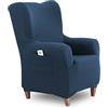 textil-home Textilhome Copripoltrona Con Orecchie TEIDE 1 Posto - Fodera Elasticizzata, Copridivano Poltrona Protettiva Antigraffio Anti-Animali - Colore Blu (70-100 cm)