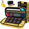 Orzly Custodia per Nintendo Switch Lite Deluxe Custodia rigida con cerniera in materiale durevole antiurto per console Nintendo Switch Lite (2019) e accessori - Giallo, giallo.