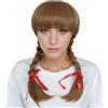 Linfairy Parrucca lunga intrecciata castana con nastri per costume cosplay di Halloween per donna (Adult)