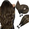 Easyouth Nanoring Extensions Capelli Umani 35 cm Brown Ash Brown Darkest Mix Pre Bonded Extensions Capelli Nano Ring #2/8/2 Pezzi 50g