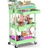 Yeabett - Carrello artigianale a 3 ripiani, carrello portaoggetti con cassetto e ruote, carrello portaoggetti per cucina, bagno, ufficio, soggiorno, verde