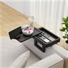 Wealone Mini bracciolo nero per bracciolo stretto, vassoio girevole da divano con scatola portaoggetti, supporto regolabile per snack