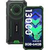 Blackview BV6200 Android 13 Rugged Smartphone, 6.56''HD+, 13000mAh/18W, 8GB+64GB((1TB TF), 13MP+8MP, 98dB Microfono/Google Lens/OTG Ricarica Inversa/Face ID/Modalità Guanto/4G Dual SIM/3 Slots