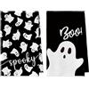 Artoid Mode Spooky Geist Boo Halloween Bar - Set di 2 strofinacci da cucina, in microfibra, assorbenti, 42 x 65 cm