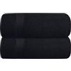 GLAMBURG Set di 2 asciugamani da bagno oversize in cotone, 70 x 140 cm, grandi asciugamani da bagno, ultra assorbenti, compatti, ad asciugatura rapida e leggeri, colore: nero