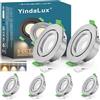 YindaLux 6x Faretti da incasso 230V 5W IP65 Dimmerabile 2700K 4000K 6000K, GU10 Faretti led soffitto Nichel, Diametro Foro Ø68-80mm, Faretto led da incasso per cartongesso, cucina