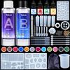 Tailcas Kit Epossidica Trasparente, Stampi per Resina Rapporto 1:1 Starter Kit per Principianti, 200 ml Resina e Indurente, Pigmenti, Glitter, Misurini, Ottimo per Artigianato, Gioielli, Legno
