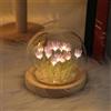Richaa Graziose luci viola con 20 tulipani a forma di fiore, luce notturna, simpatiche luci per camera da letto, regalo per donne, alimentazione a batteria (non inclusa)
