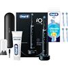 Oral-B Spazzolino Elettrico iO 10 Nero, Testina e Dentifricio Gengive + 4 Testine Oral B di Ricambio iO Series Ultimate Clean Bianche, 5 Ricambi Spazzolini Elettrici