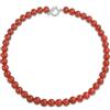 Bling Jewelry Collana di perle rotonde in corniola rossa classica semplice liscia occidentale da 10MM per donne adolescenti con chiusura placcata in argento da 19 pollici.