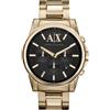 Armani Exchange Orologio da uomo, movimento cronografo al quarzo, cassa in acciaio inossidabile dorata da 45 mm con bracciale in acciaio inossidabile, AX2095, Tono oro e nero