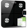 Foryond Bilancia Pesapersone Digitale Professionale Impedenziometrica Senza Fili Intelligente per IOS &Android Integrata con 13 Indici di Misurazione Massa Grassa,Massa Magra e Metabolismo Basale,26*26cm,Nero