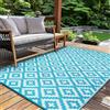 Jyswx Tappeto impermeabile per esterni, 150 x 240 cm, reversibile, antiscivolo, in plastica, facile da pulire, tappeto da giardino per patio, terrazza, campeggio, spiaggia, picnic, cortile (blu e