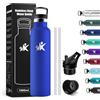 KollyKolla Bottiglia Termica 1L, Borraccia Termica con Cannuccia, senza BPA, Isolamento Sottovuoto a Doppia Parete, senza Perdite, Borraccia per Lavoro, Viaggio, Viaggio, Sport, Ciclismo