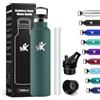 KollyKolla Borraccia Acciaio Inox 1 litro, Bottiglia Termica senza BPA, Borraccia Termica con Cannuccia, Isolamento Termico a Doppia Parete, Riutilizzabile, per Ufficio,Ciclismo, Palestra, Corsa