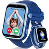Fitnynxos 4G Smartwatch Bambini con Chiamate e GPS, Orologio Smartwatch Bambini con Videochiamate, SOS, Chat Vocale, SMS, Modalità Scuola, Whatsapp, WiFi, SIM, IP68 Contapassi, Regalo Bambino, Blu