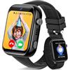 Fitnynxos 4G Smartwatch Bambini con Chiamate e GPS, Orologio Smartwatch Bambini con Videochiamate, SOS, Chat Vocale, SMS, Modalità Scuola, Whatsapp, WiFi, SIM, IP68 Contapassi, Regalo Bambino, Nero