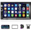 Podofo Autoradio Bluetooth 2 Din, Stereo Auto con Schermo da 7 Pollici Tocuchscreen con Chiamata Bluetooth, FM, USB, AUX, SD, Comandi al Volante, Mirror Link Android/iOS + Telecamera Posteriore